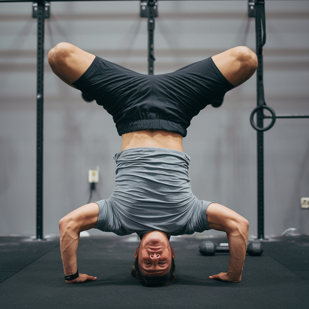 A person performing bodyweight exercises like squats and push-ups at the park